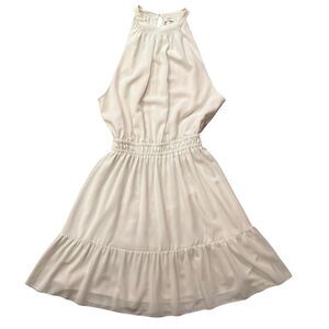 Wilfred Aritzia Effet Halter Neckline Mini Dress Tiered Ivory Cream Size Medium